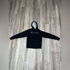 Champion Black Hoodie with Logo Accent